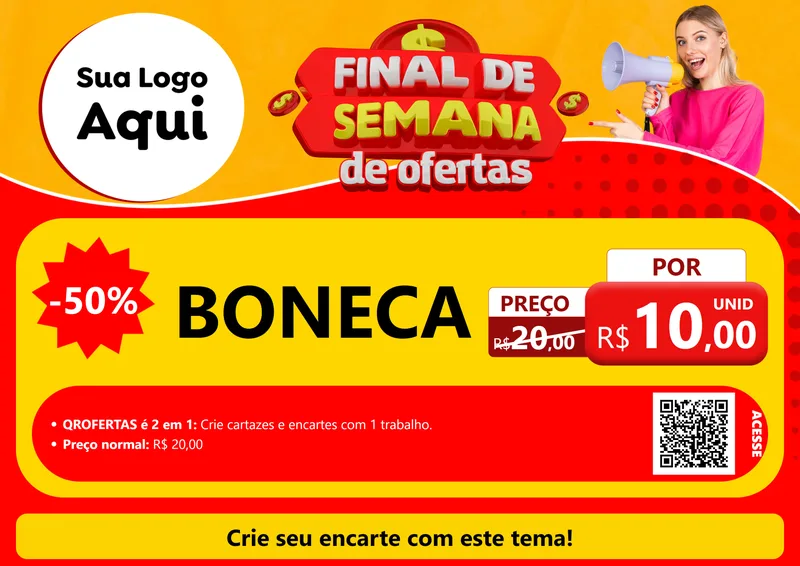 Modelo de Cartaz para Cartaz A4 Horizontal com o tema Final de Semana de Ofertas para Brinquedos