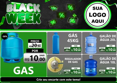 Modelo de Encarte para Encarte A4 Horizontal com o tema Black Week para Água e gás