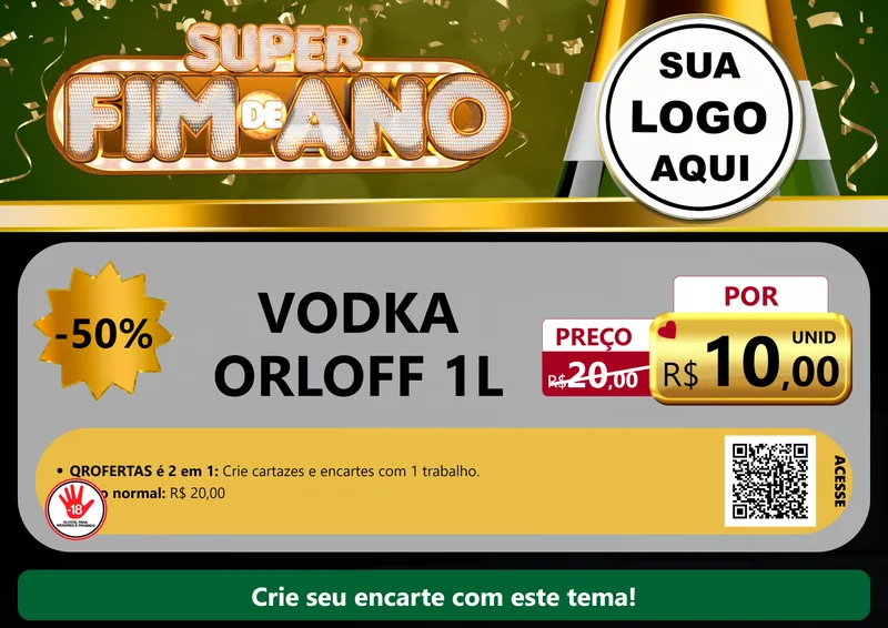 Modelo de Cartaz para Cartaz A4 Horizontal com o tema Super Fim de Ano para Distribuidora de bebidas