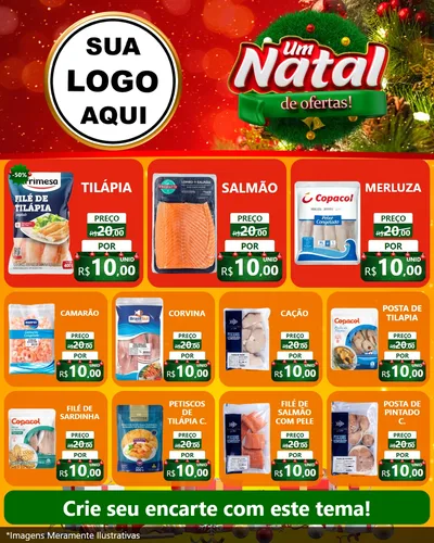 Modelo de Rede Social para Feed Instagram com o tema Um Natal de Ofertas para Peixaria