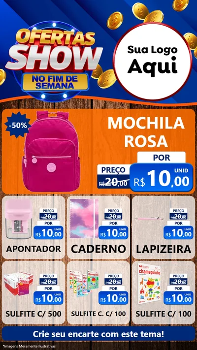 Modelo de Rede Social para Stories com o tema Ofertas Show No Fim De Semana para Papelaria