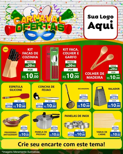 Modelo de Rede Social para Feed Instagram com o tema Carnaval de Ofertas para Utilidades Domésticas