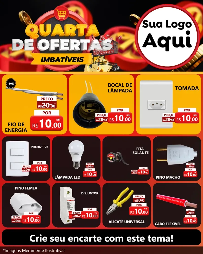 Modelo de Rede Social para Feed Instagram com o tema Quarta de Ofertas Imbatíveis para Materiais Elétricos