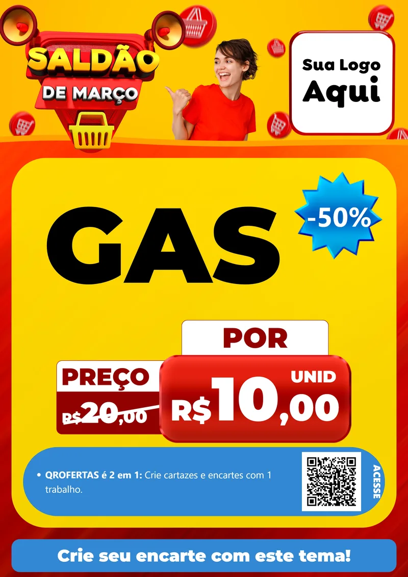 Modelo de Cartaz para Cartaz A4 Vertical com o tema Saldão de Março para Água e gás