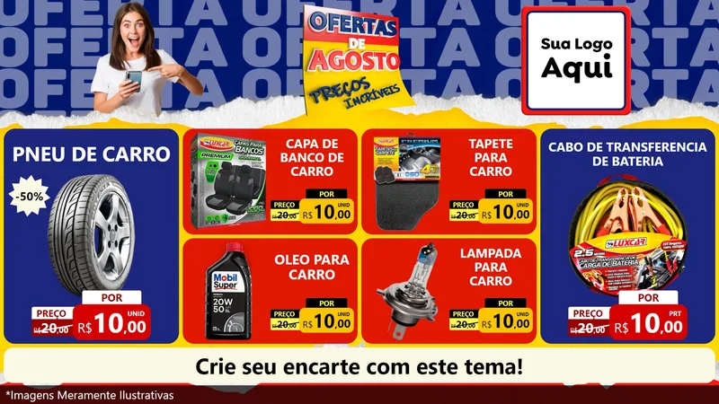 Modelo de TV para TV Horizontal com o tema Ofertas de Agosto - Preços Incríveis para Auto peças