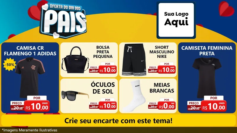 Modelo de TV para TV Horizontal com o tema Oferta Do Dia Dos Pais para Roupas e acessórios