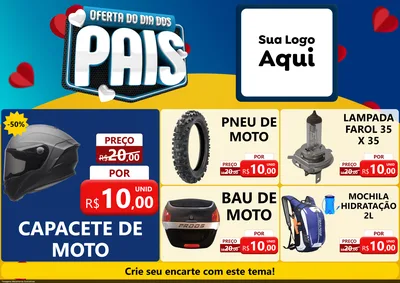 Modelo de Encarte para Encarte A4 Horizontal com o tema Oferta Do Dia Dos Pais para Moto peças