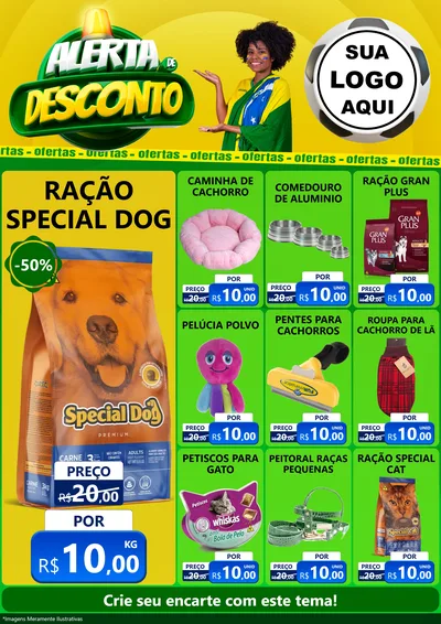 Modelo de Encarte para Encarte A4 Vertical com o tema Alerta de Desconto para Pet Shop