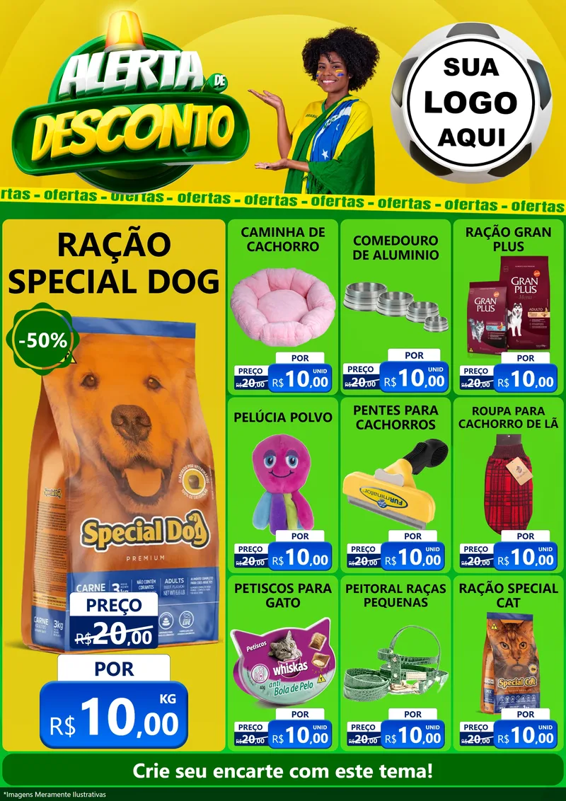 Modelo de Encarte para Encarte A4 Vertical com o tema Alerta de Desconto para Pet Shop