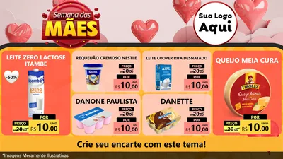 Modelo de TV para TV Horizontal com o tema Semana das Mães para Frios e Laticínios