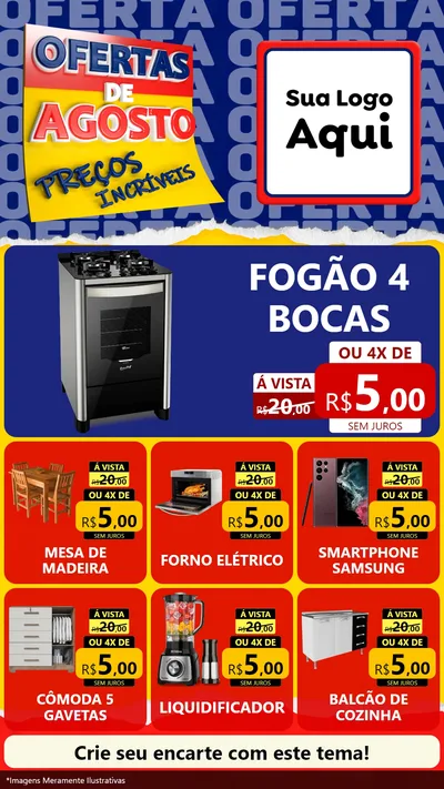 Modelo de Rede Social para Stories com o tema Ofertas de Agosto - Preços Incríveis para Móveis e Eletro