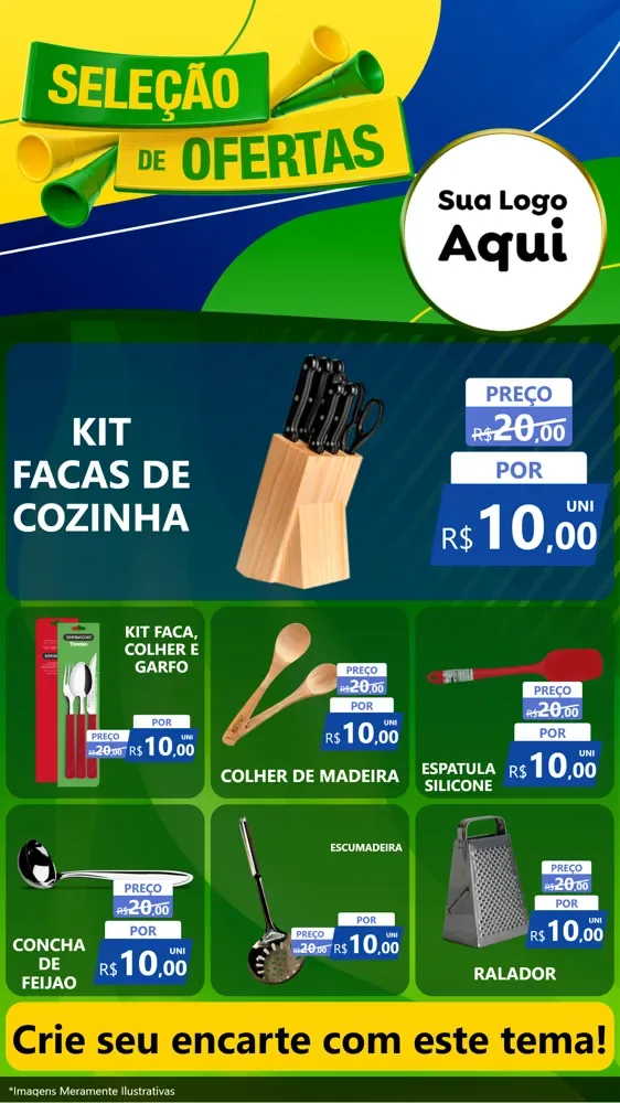 Modelo de Rede Social para Stories com o tema Seleção de Ofertas - Copa para Utilidades Domésticas