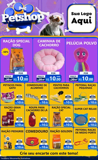 Modelo de Encarte para Encarte Grande com o tema Petshop para Pet Shop