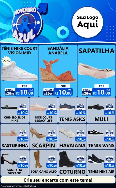 Modelo de Encarte para Encarte Grande com o tema Novembro Azul para Calçados