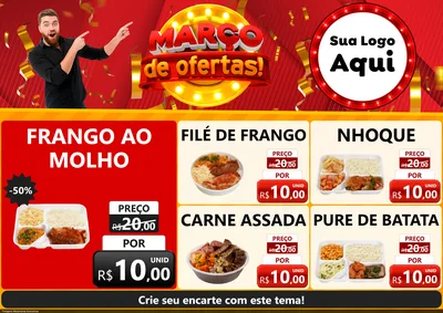 Modelo de Encarte para Encarte A4 Horizontal com o tema Março de Ofertas! para Restaurante