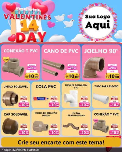 Modelo de Rede Social para Feed Instagram com o tema Valentine's Day para Tubos e conexões