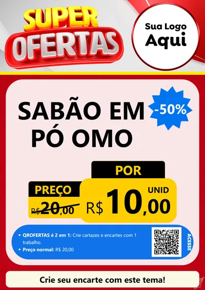 Modelo de Cartaz para Cartaz A4 Vertical com o tema Super Ofertas para Produtos de Limpeza