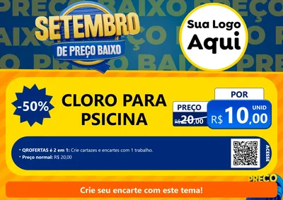 Modelo de Cartaz para Cartaz A4 Horizontal com o tema Setembro De Preço Baixo para Produtos para Piscina