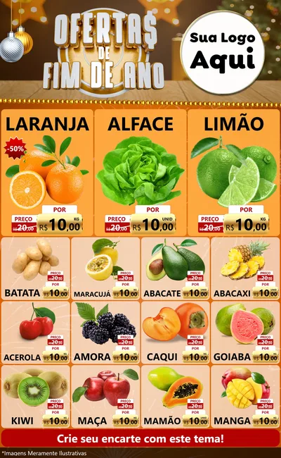 Modelo de Encarte para Encarte Grande com o tema Ofertas de Fim de Ano para Hortifrúti
