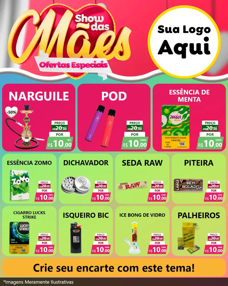 Modelo de Rede Social para Feed Instagram com o tema Show das Mães - Ofertas Especiais para Tabacaria