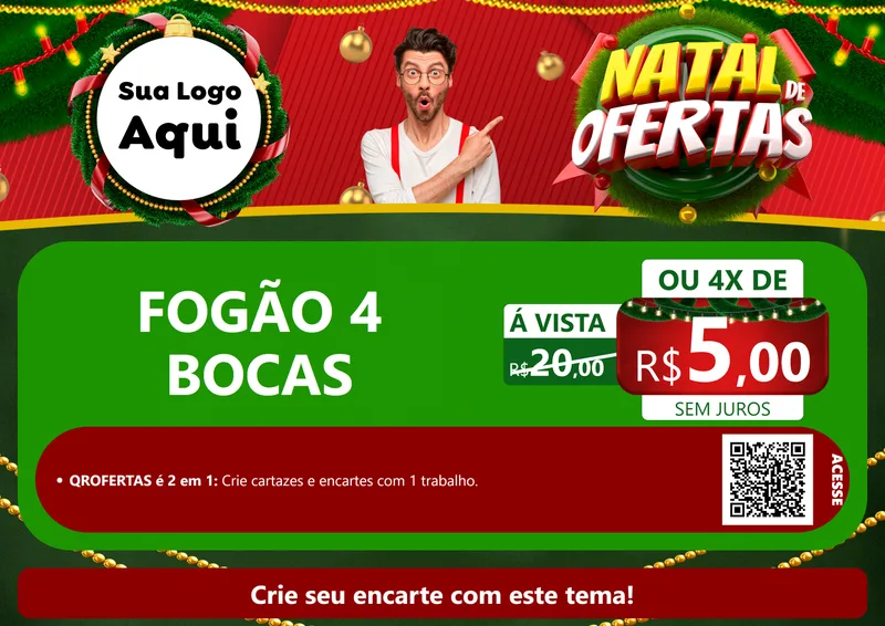 Modelo de Cartaz para Cartaz A4 Horizontal com o tema Natal de Ofertas para Móveis e Eletro
