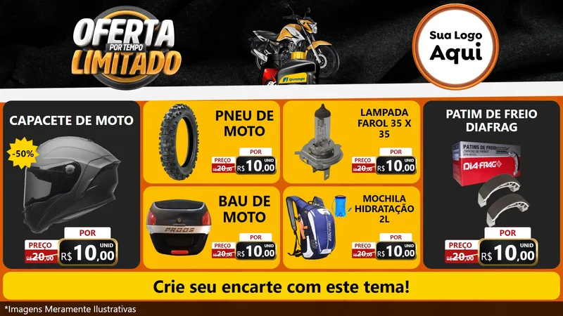 Modelo de TV para TV Horizontal com o tema Oferta Por Tempo Limitado - Motopeças para Moto peças
