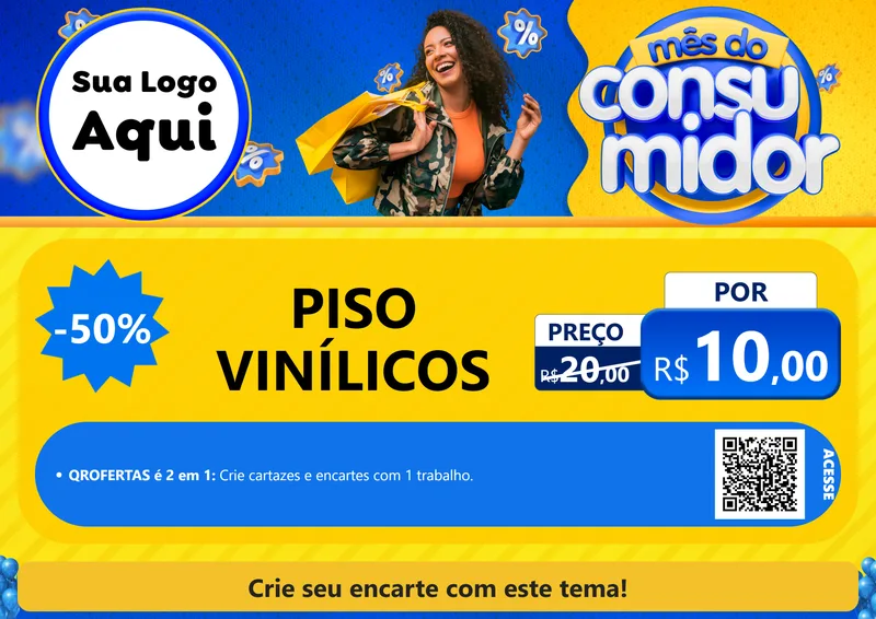 Modelo de Cartaz para Cartaz A4 Horizontal com o tema Mês do Consumidor para Material para Construção
