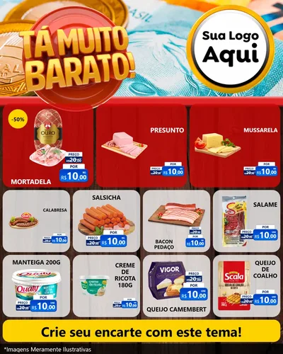 Modelo de Rede Social para Feed Instagram com o tema Está Muito Barato para Frios e Laticínios