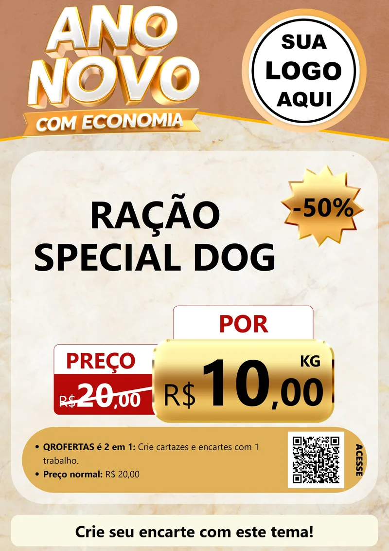 Modelo de Cartaz para Cartaz A4 Vertical com o tema Ano Novo Com Economia para Pet Shop