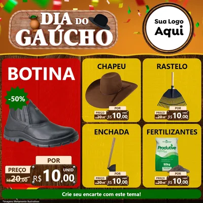 Modelo de Rede Social para Feed Facebook com o tema Dia do Gaúcho para Agropecuária