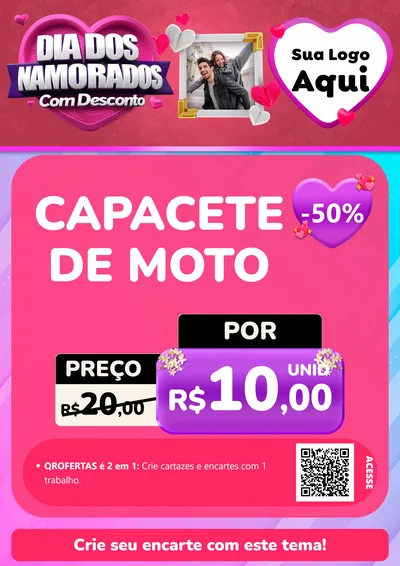 Modelo de Cartaz para Cartaz A4 Vertical com o tema Dia Dos Namorados Com Desconto para Moto peças