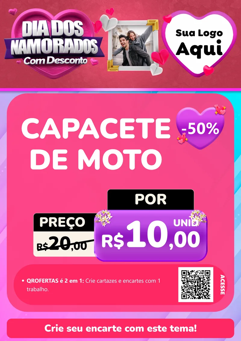 Modelo de Cartaz para Cartaz A4 Vertical com o tema Dia Dos Namorados Com Desconto para Moto peças