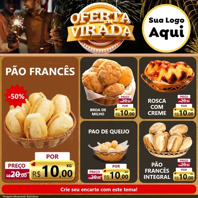 Modelo de Rede Social para Feed Facebook com o tema Oferta da Virada para Padaria