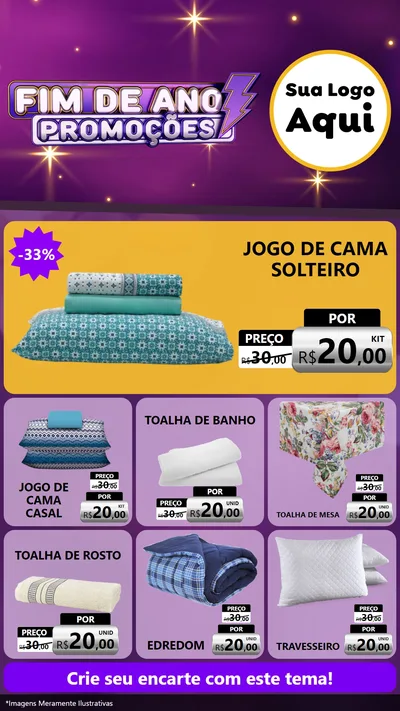 Modelo de Rede Social para Stories com o tema Fim de Ano Promoções para Cama, Mesa e Banho