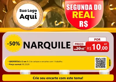 Modelo de Cartaz para Cartaz A4 Horizontal com o tema Segunda do Real para Tabacaria