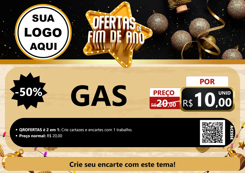 Modelo de Cartaz para Cartaz A4 Horizontal com o tema Ofertas de Fim de Ano para Água e gás