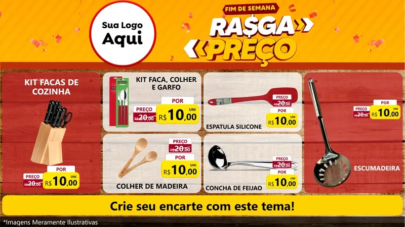Modelo de TV para TV Horizontal com o tema Fim de Semana Rasga Preços para Utilidades Domésticas