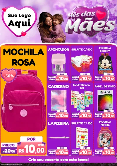 Modelo de Encarte para Encarte A4 Vertical com o tema Mês das Mães para Papelaria