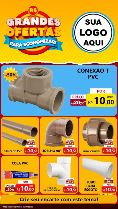 Modelo de Rede Social para Stories com o tema Grandes Ofertas Para Economizar! para Tubos e conexões