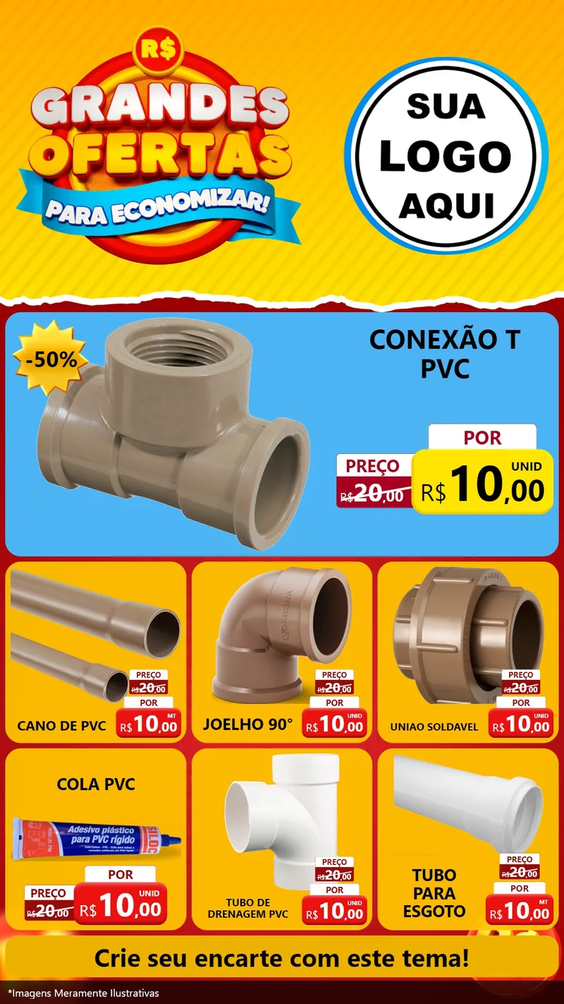 Modelo de Rede Social para Stories com o tema Grandes Ofertas Para Economizar! para Tubos e conexões