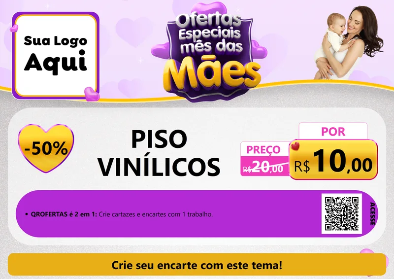 Modelo de Cartaz para Cartaz A4 Horizontal com o tema Ofertas Especiais - Mês das Mães para Material para Construção