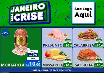Modelo de Encarte para Encarte A4 Horizontal com o tema Janeiro Sem Crise para Frios e Laticínios