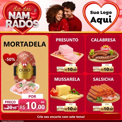 Modelo de Rede Social para Feed Facebook com o tema Dia dos Namorados para Frios e Laticínios