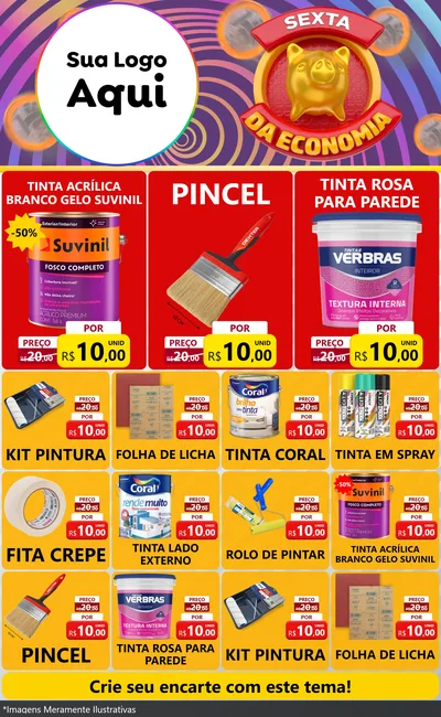 Modelo de Encarte para Encarte Grande com o tema Sexta da Economia para Tintas e Ferramentas