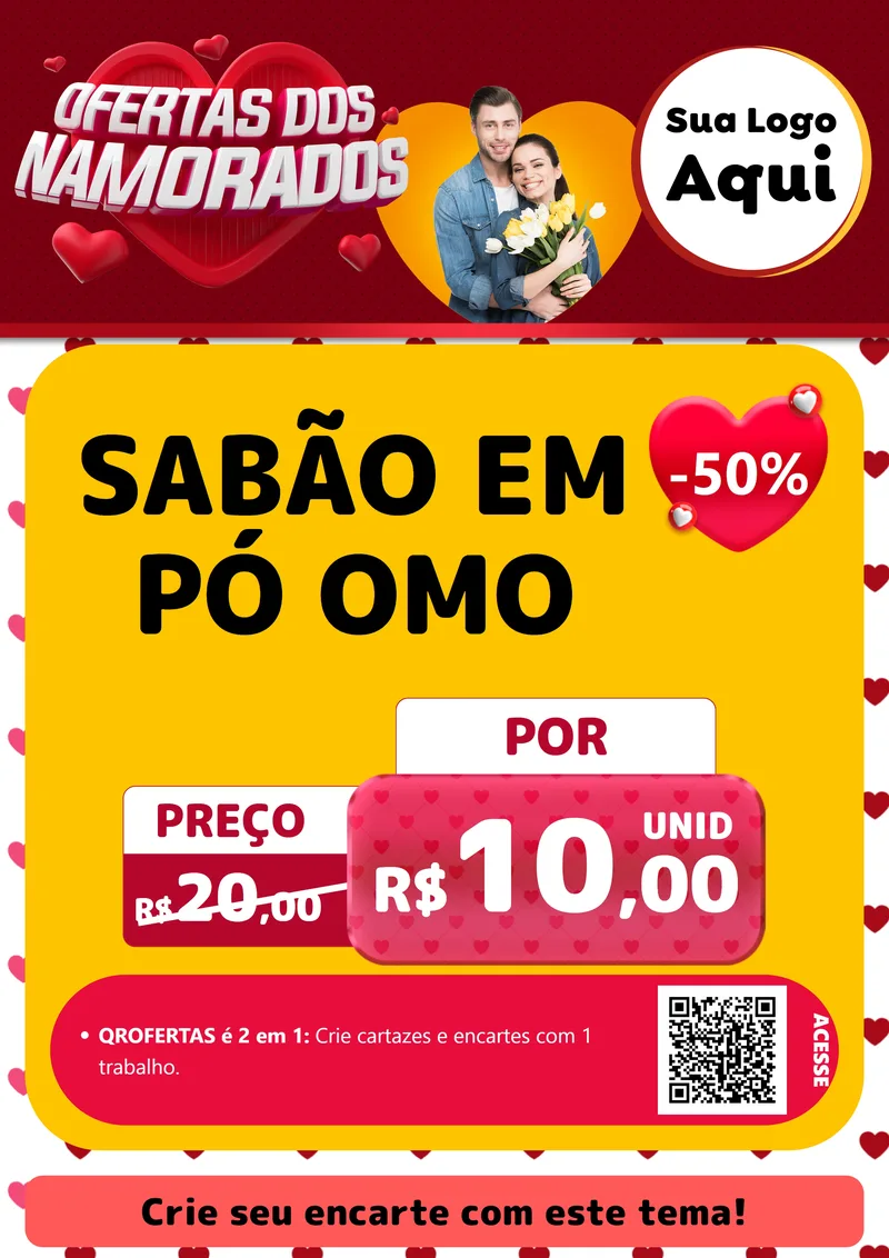 Modelo de Cartaz para Cartaz A4 Vertical com o tema Ofertas Dos Namorados para Produtos de Limpeza
