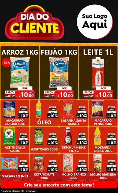 Modelo de Encarte para Encarte Grande com o tema Dia do Cliente para Supermercado