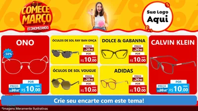 Modelo de TV para TV Horizontal com o tema Comece Março Economizando para Óticas