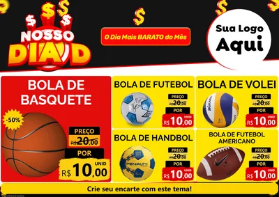 Modelo de Encarte para Encarte A4 Horizontal com o tema Nosso Dia D para Artigos Esportivos
