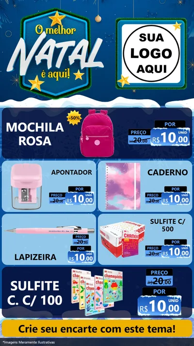Modelo de TV para TV Vertical com o tema O Melhor Natal É Aqui! para Papelaria