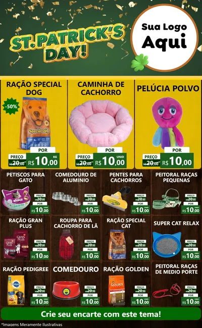 Modelo de Encarte para Encarte Grande com o tema St Patriks Day para Pet Shop